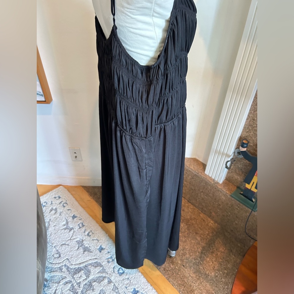 GAP Black Silky Smocked Midi Halter Dress, Size XXL - Picture 7 of 9